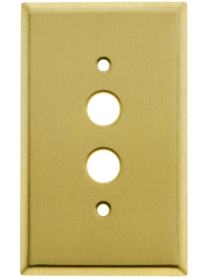 Classic Push Button Switch Plate In Satin Brass.